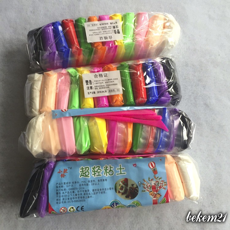 Slime Đất nặn / đất sét nhẹ tự khô an toàn Lốc 12 màu cao cấp Softclay nặn hình, làm Butter slime & bộ cây