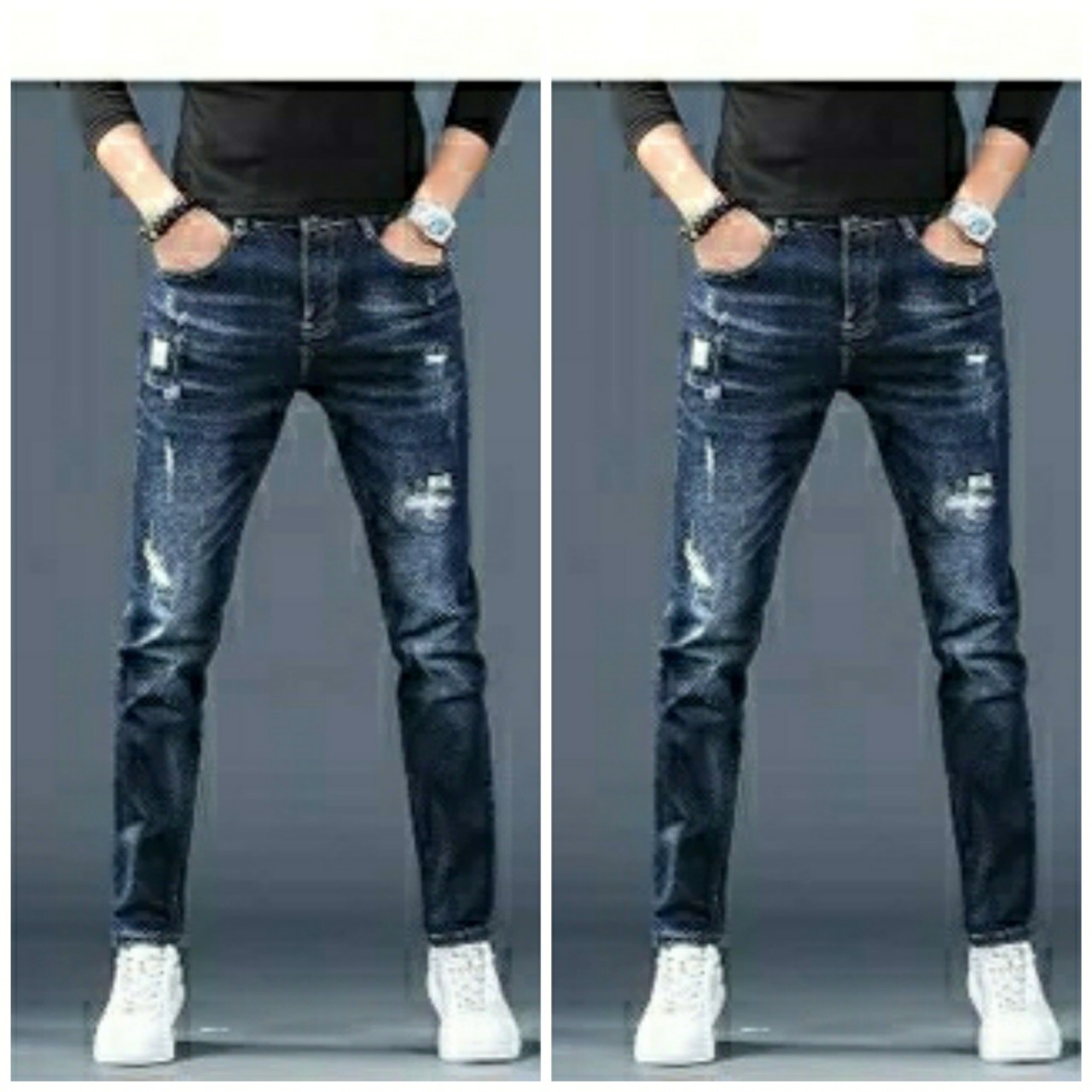 Quần Jean Nam Quần Bò Nam Xước Rách Co Giãn Dáng Skinny Xuất Khẩu Cao Cấp