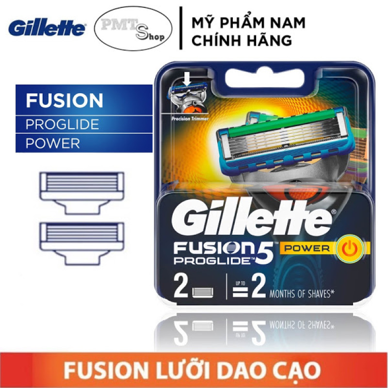 [Đức] Hộp Lưỡi dao cạo râu cao cấp Gillette Fusion Proglide Power 5 lưỡi vỉ 2 cái
