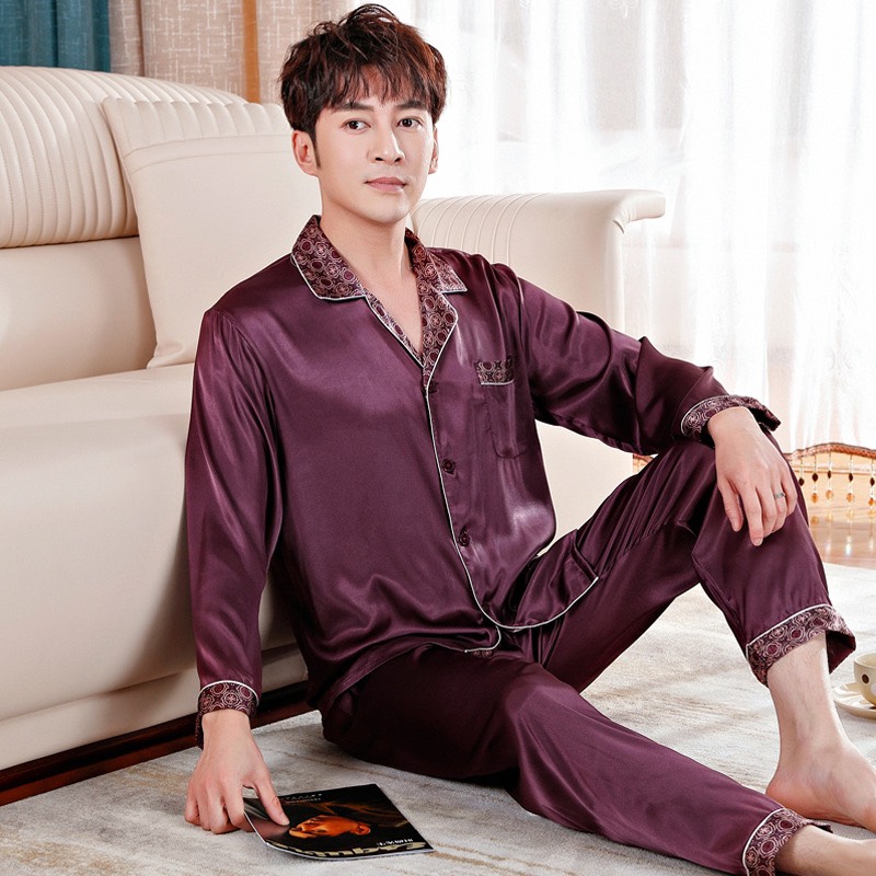 NG1908 Bộ pyjama nam dài tay chất lụa mềm mại cao cấp hàng nhập