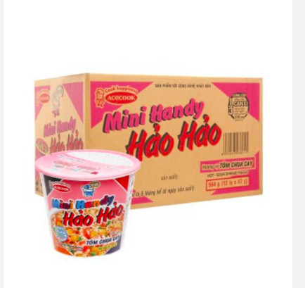 ( Thùng 12 ly ) Mì Mini Handy Hảo Hảo Tôm Chua Cay 47g