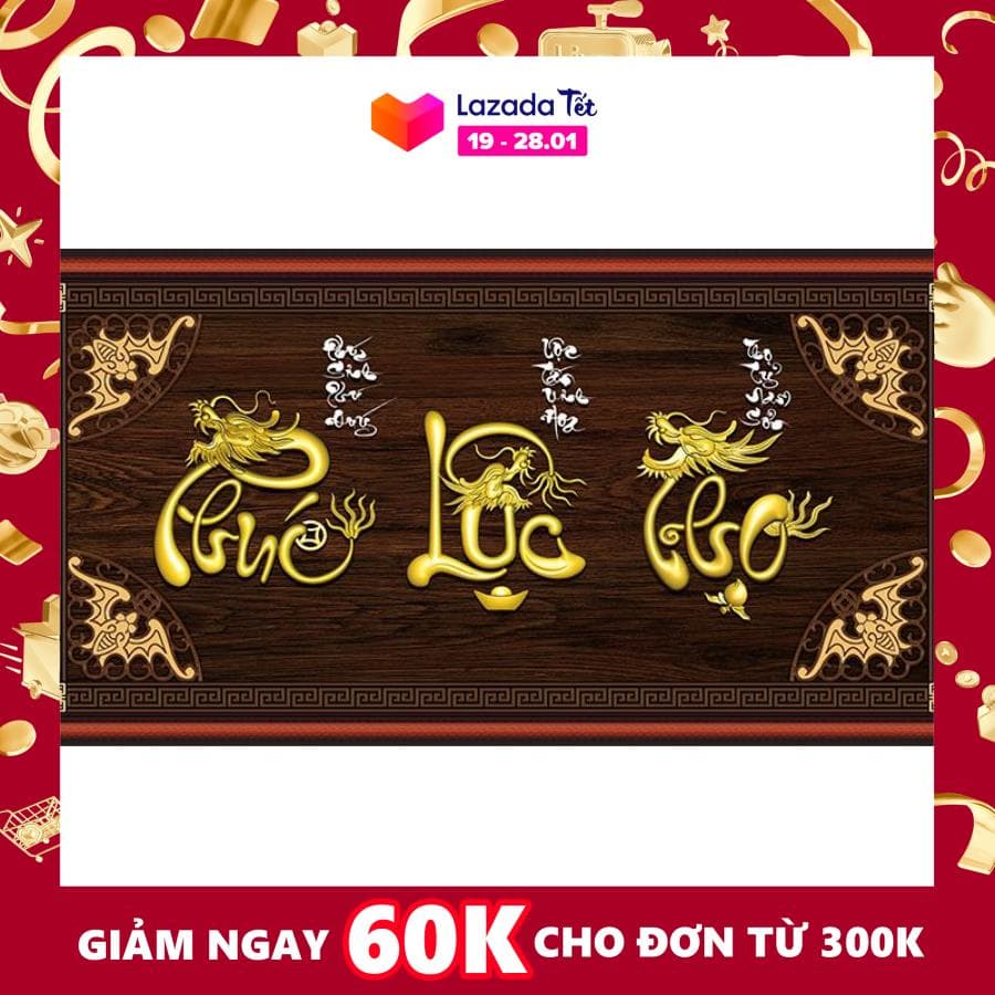 Tranh dán tường VTC Phúc Lộc Thọ UD0795K kim sa