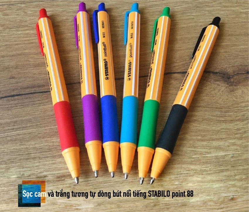 Combo Bút bi bấm STABILO  pointball POINT ( Xanh, Đen, Đỏ, Xanh lá, Tím, Xanh nhạt)