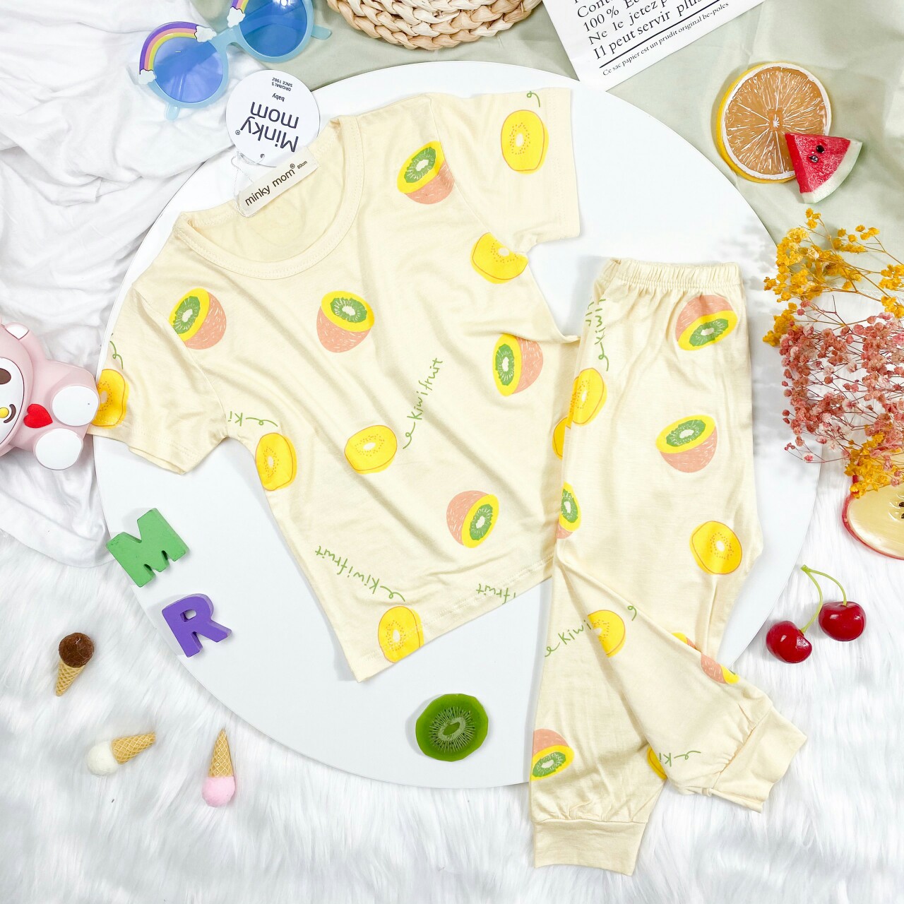 *** Free Ship *** Full Size(6-28kg) *** Giãm 30% - Bộ Áo Cộc Quần Dài Chất Thun Lạnh In Trái Cây Mùa Hè Dành Cho Bé Gái và Bé Trai-Hàng MinKy Mom Túi Zip Xịn Xò