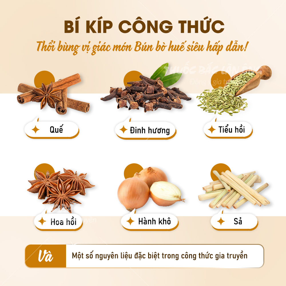 Bột gia vị nấu bún bò Huế (Nguyên liệu nấu bún bò Huế)