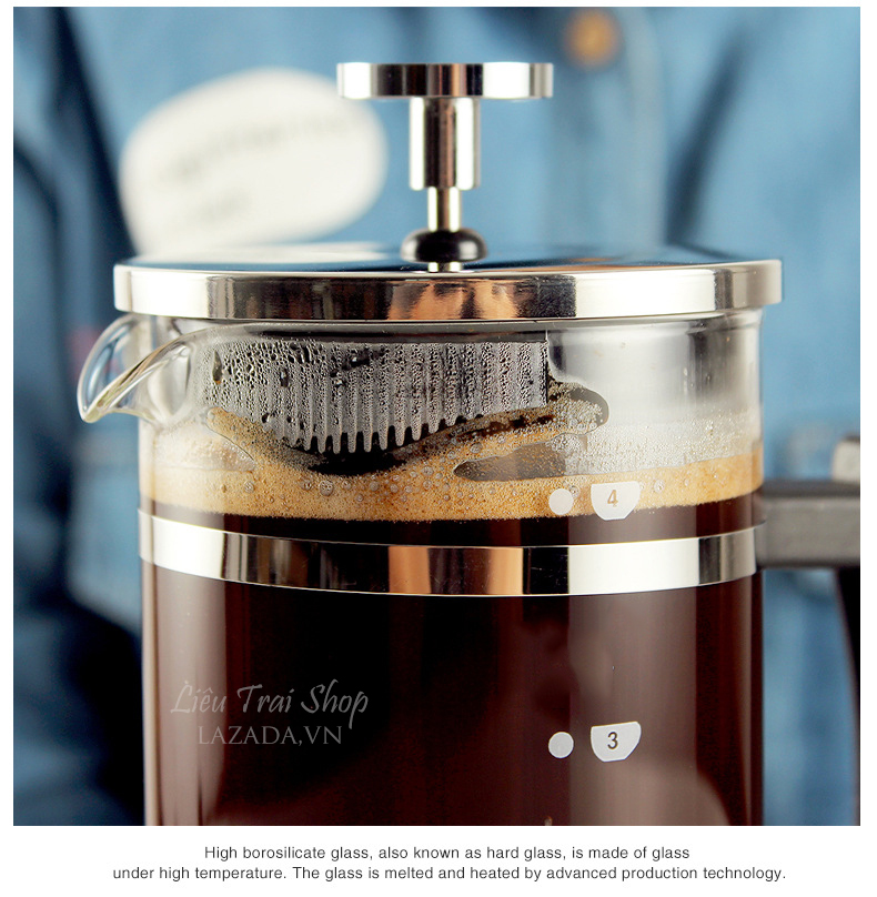 Bình pha cà phê cafe pha trà  French Press 600ml