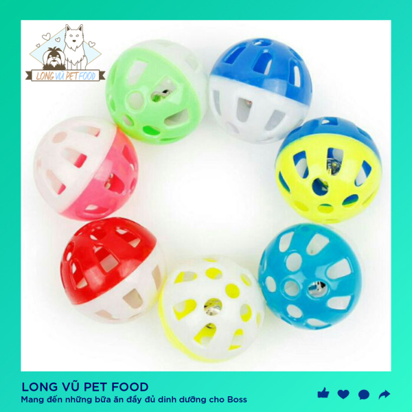 Đồ chơi cho chó mèo quả bóng nhựa lục lạc có chuông - đồ chơi cho mèo, đồ thú cưng - Long Vũ Pet Food