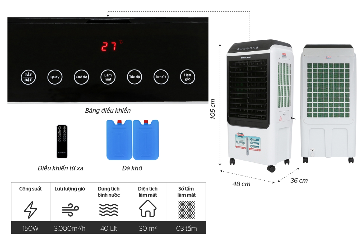 Quạt điều hòa Sunhouse SHD7727
