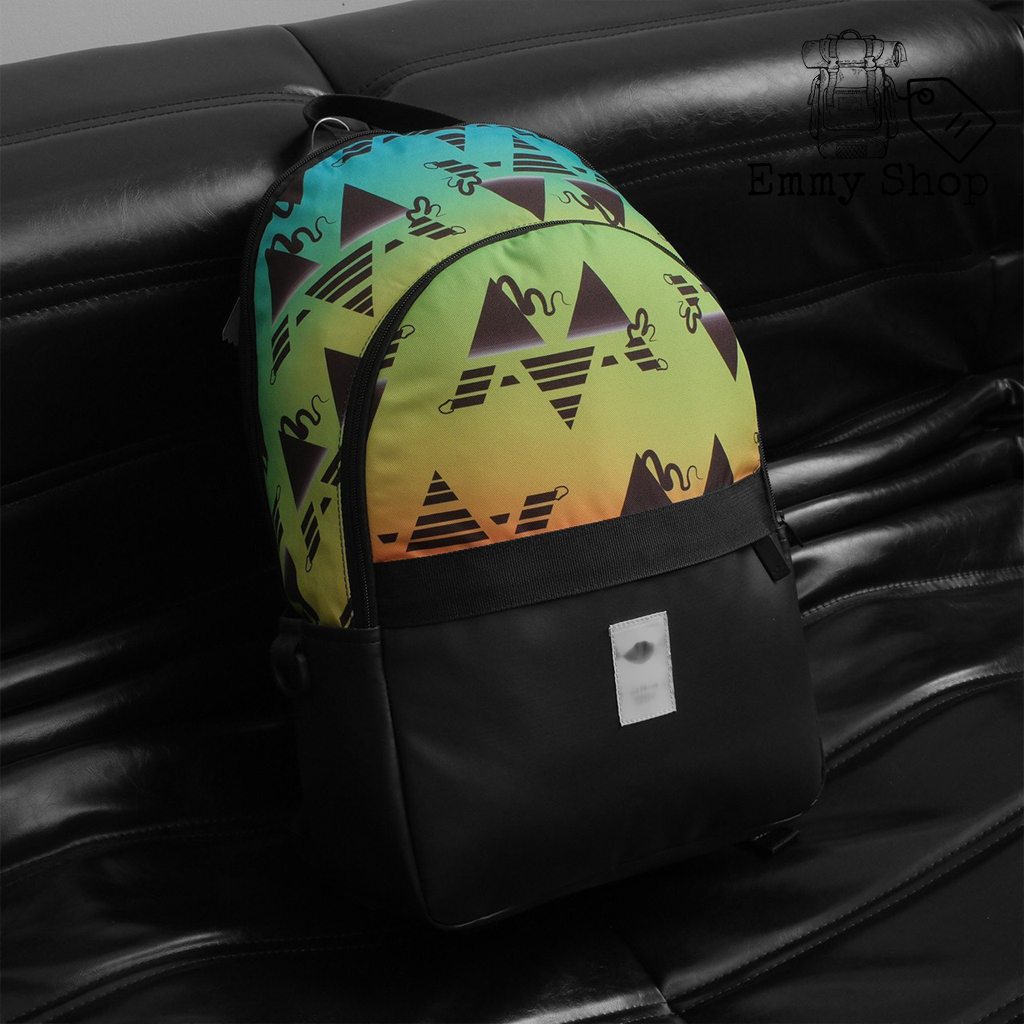 (KÈM QUÀ TẶNG) Balo thời trang 3 Sọc Graphic Backpack chất liệu Polyester chống thấm phối da simili