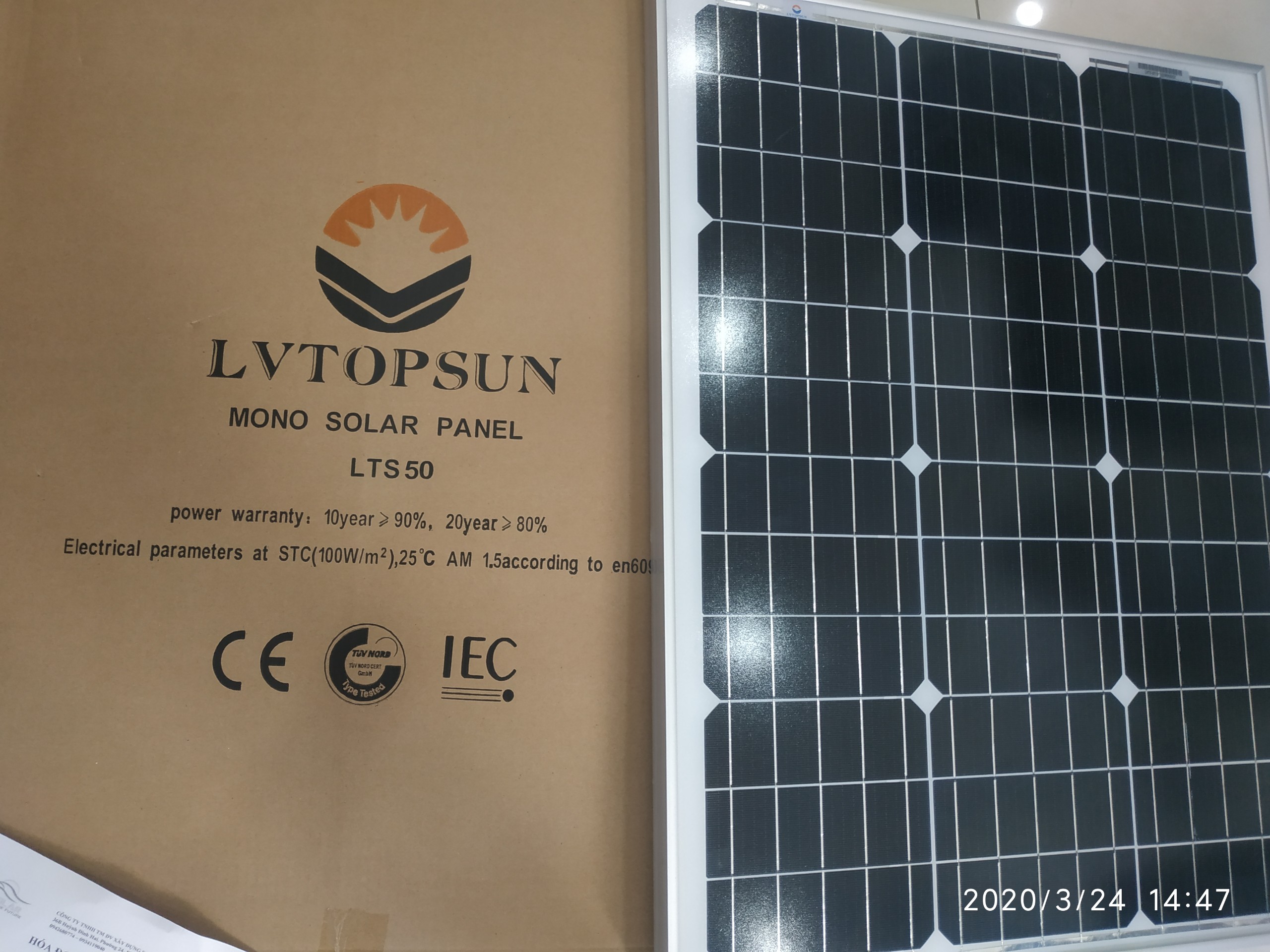 Tấm thu năng lượng mặt trời 50W mono