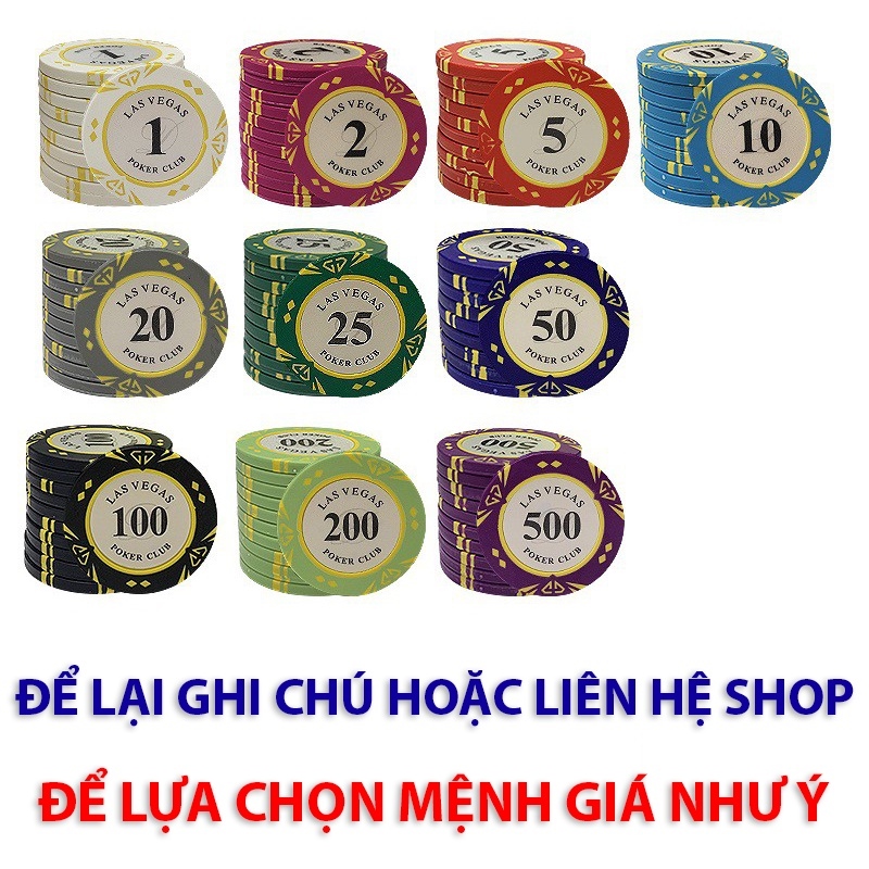 【sẵn sàng】 Bộ Phỉnh Poker Las Vegas có số (200/300/500 chip poker loại cao cấp)