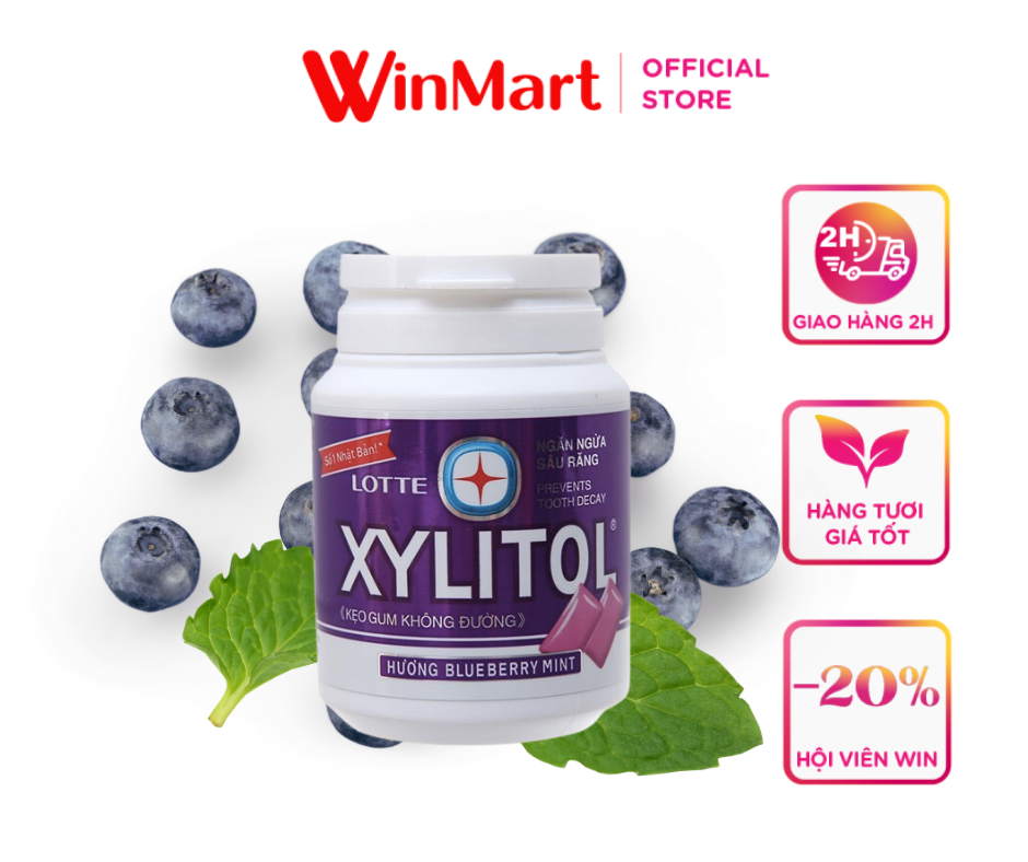 [Siêu thị WinMart] - Kẹo gum xylitol Bluberry hộp 58g