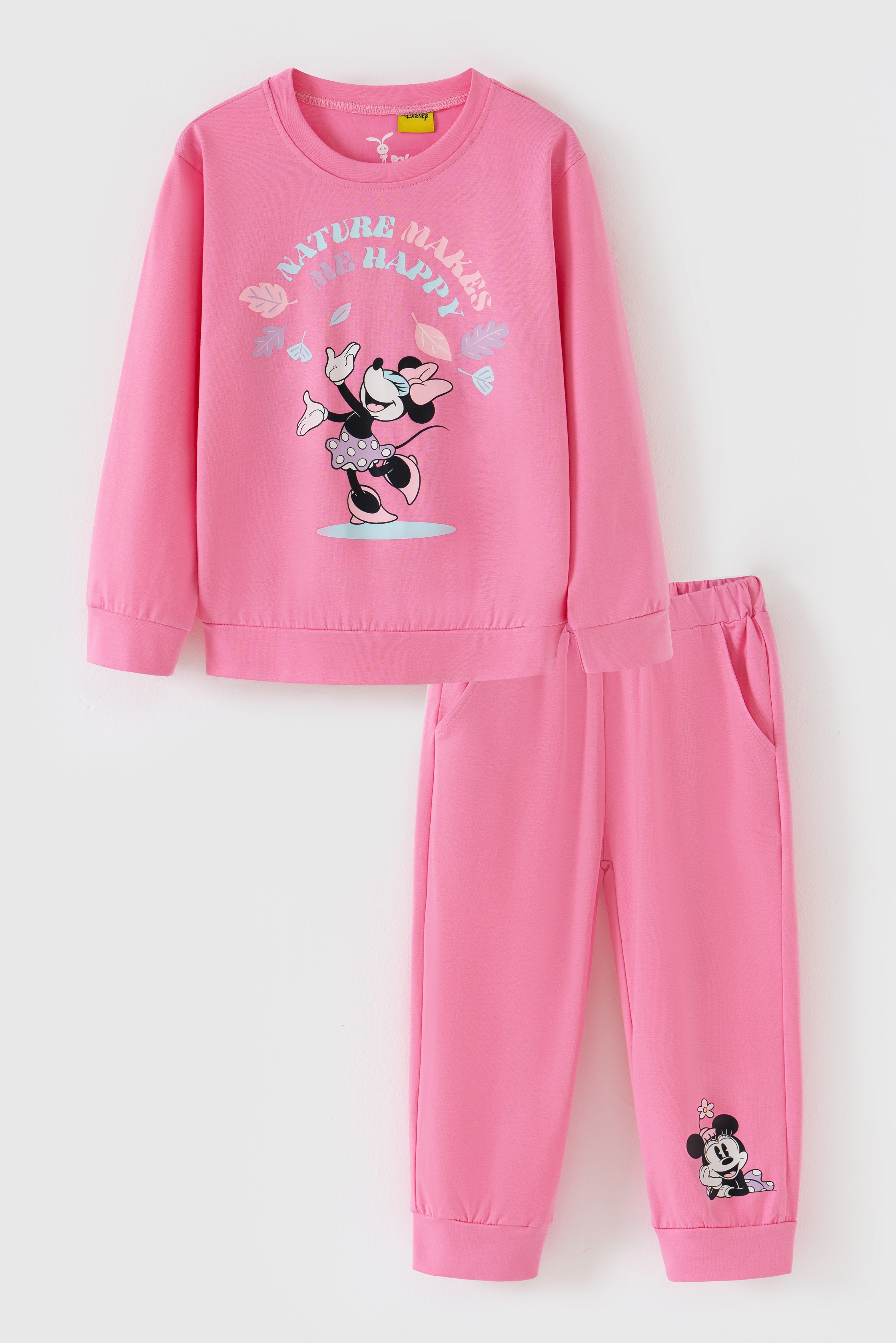 (11-37kg) Bộ quần áo dài tay bé gái Minnie Rabity bộ thun mỏng dài tay có bo gấu giữ ấm thu đông cho trẻ em 5644