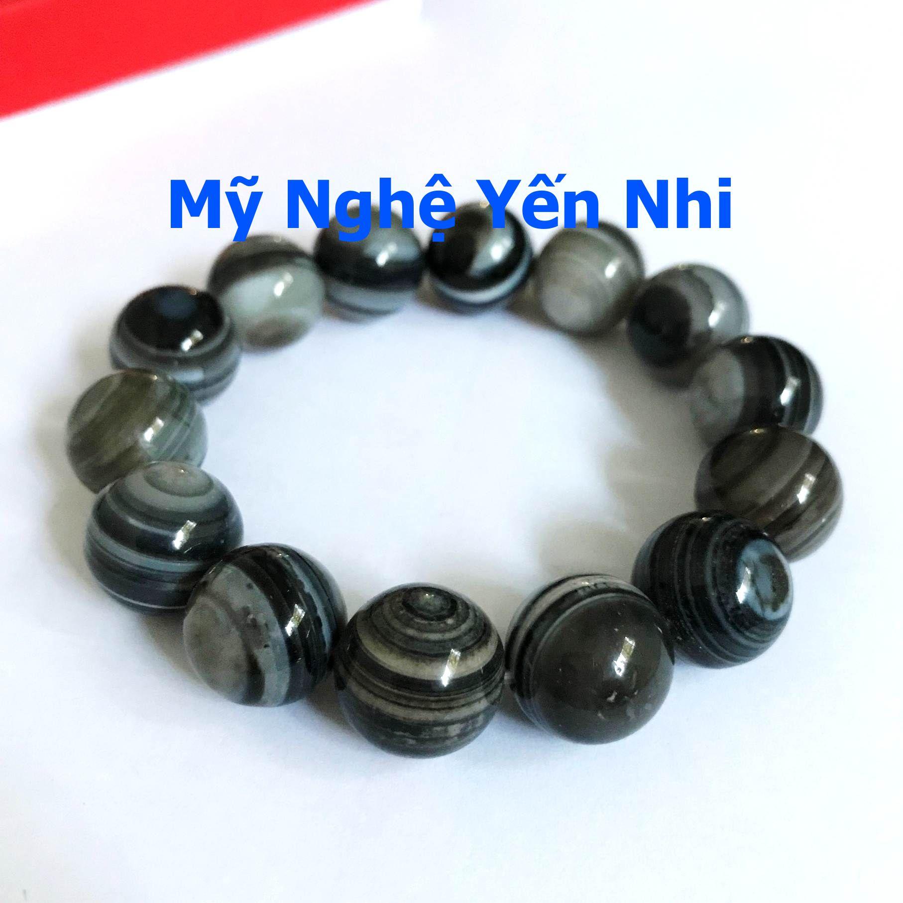 Vòng tay Mã não vân Mắt hạt 14mm