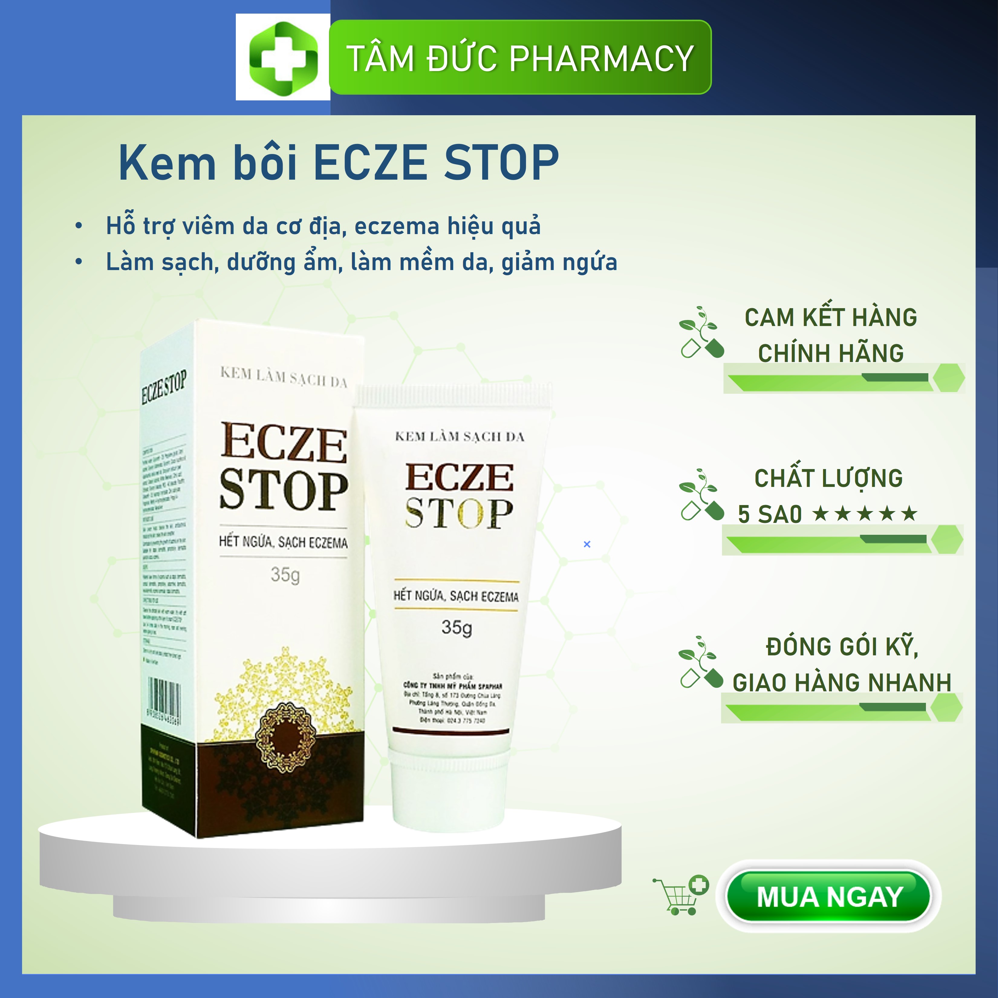Eczestop 35g - kem làm sạch da, hết ngứa, sạch eczema ecze stop