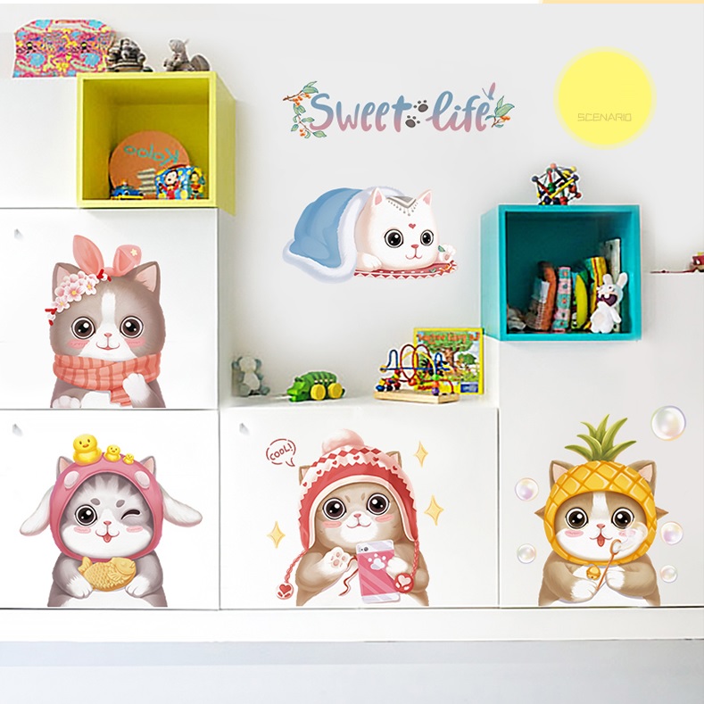 Decal dán tường Mèo ấm áp - P2 -Scenedecal-Framedecals
