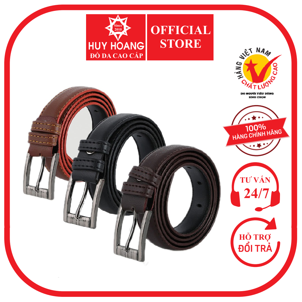 Thắt lưng nữ 2,5P may viền màu bò, đen, nâu HK5004-05-06