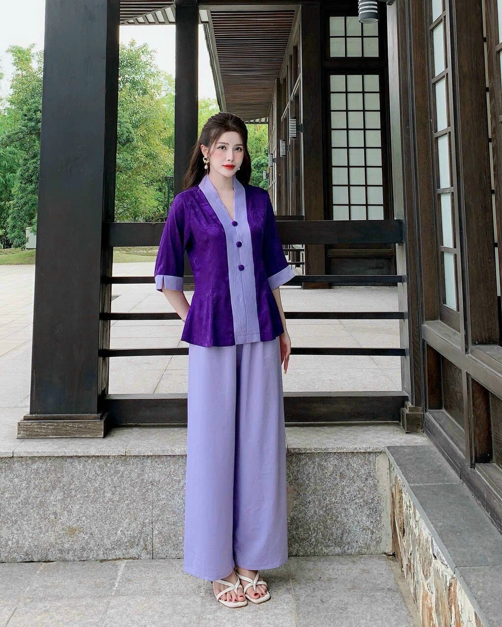 Bộ bà lai lụa phối gấm