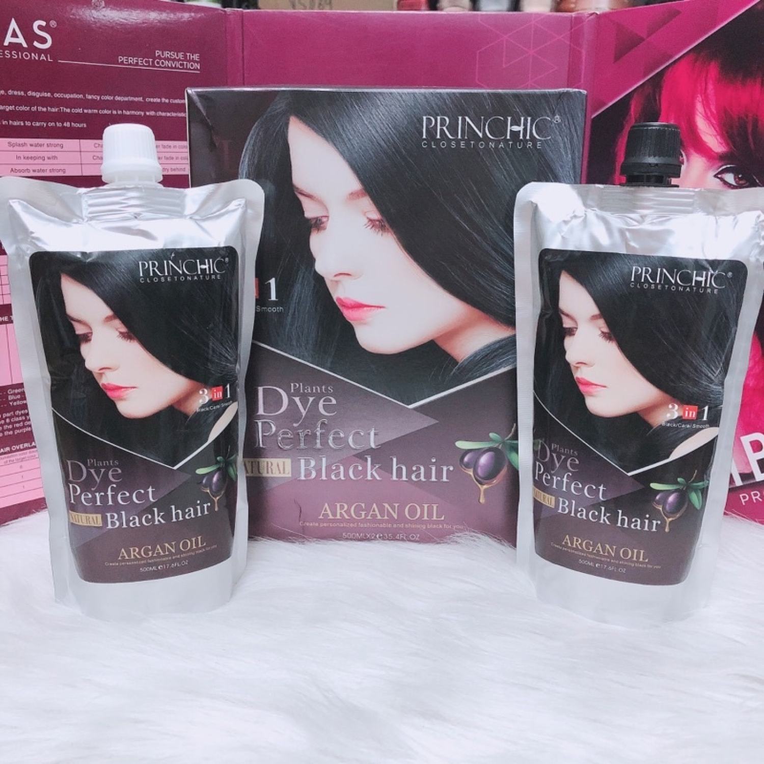 Nhuộm đen tóc phủ bạc princhic không dính da đầu 500mlx2