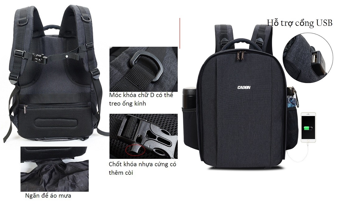 [HCM]Balo máy ảnh Caden D10.