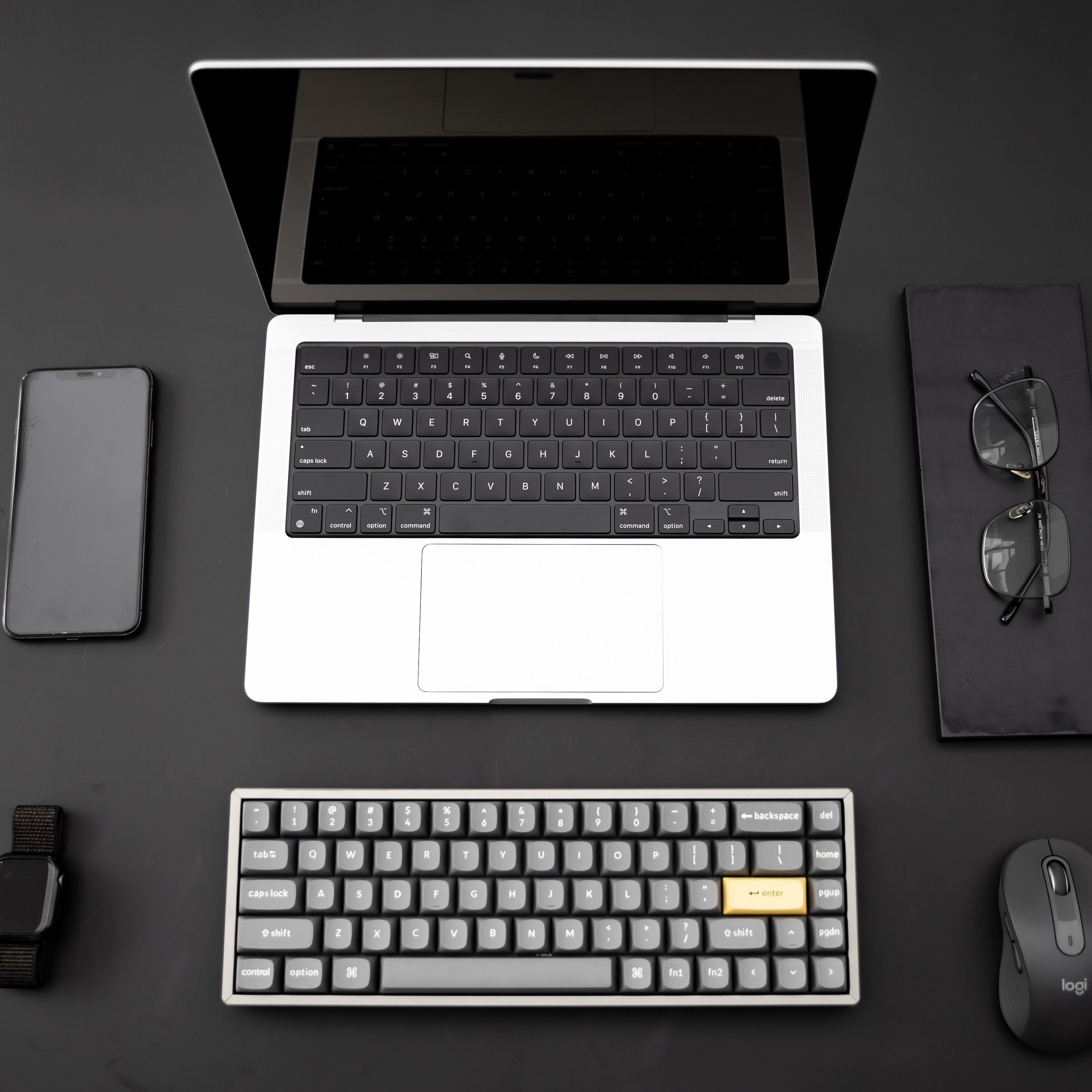 Set keycap Keychron PBT Double Shot OSA Profile (Dark Black / Dark Gray)