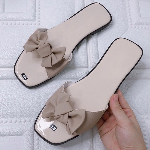 [Hoàn Tiền 15%]Dép Lê Nữ Thời Trang Quai Ngang Phối Nơ Cực Xinh Phù Hợp Nhiều Hoàn Cảnh (Nhiều Màu) 004