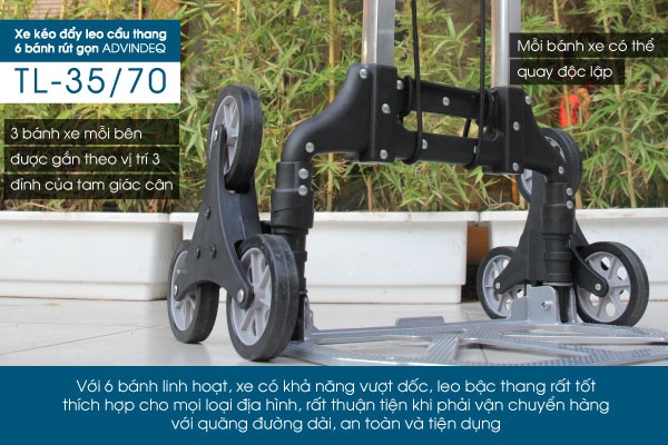 HCMXe kéo đẩy leo cầu thang 6 bánh rút gọn ADVINDEQ TL-35 70