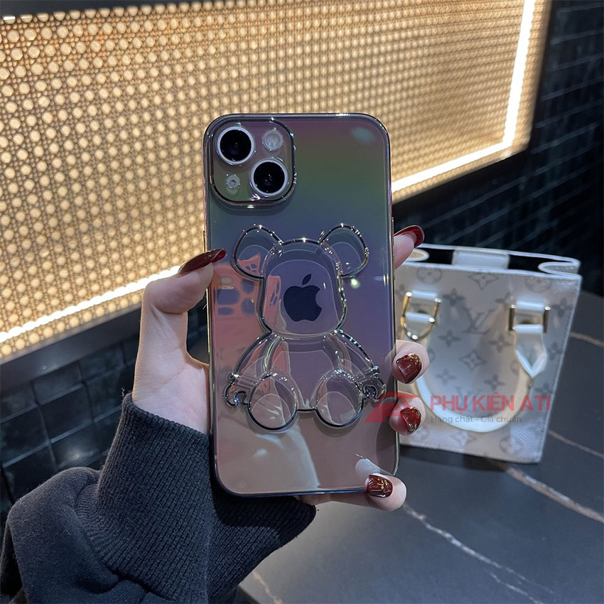 Case for iPhone bear Bearbrick, case phone bear shape color laser transparent for iPhone series 11, iPhone 12, iPhone 13 Promax-accessories ATI