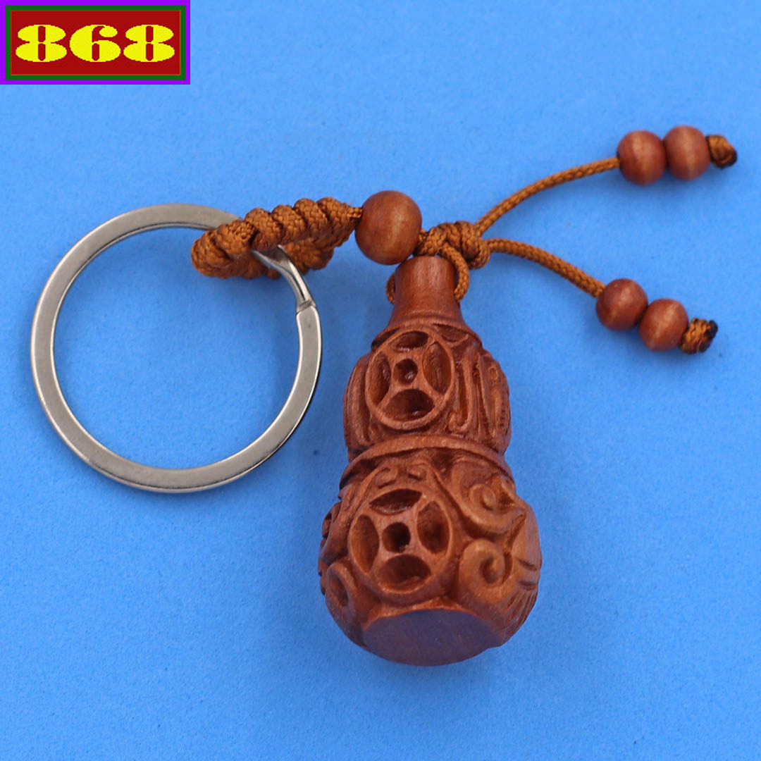Móc khóa hồ lô đồng tiền - Móc khóa gỗ phong thủy