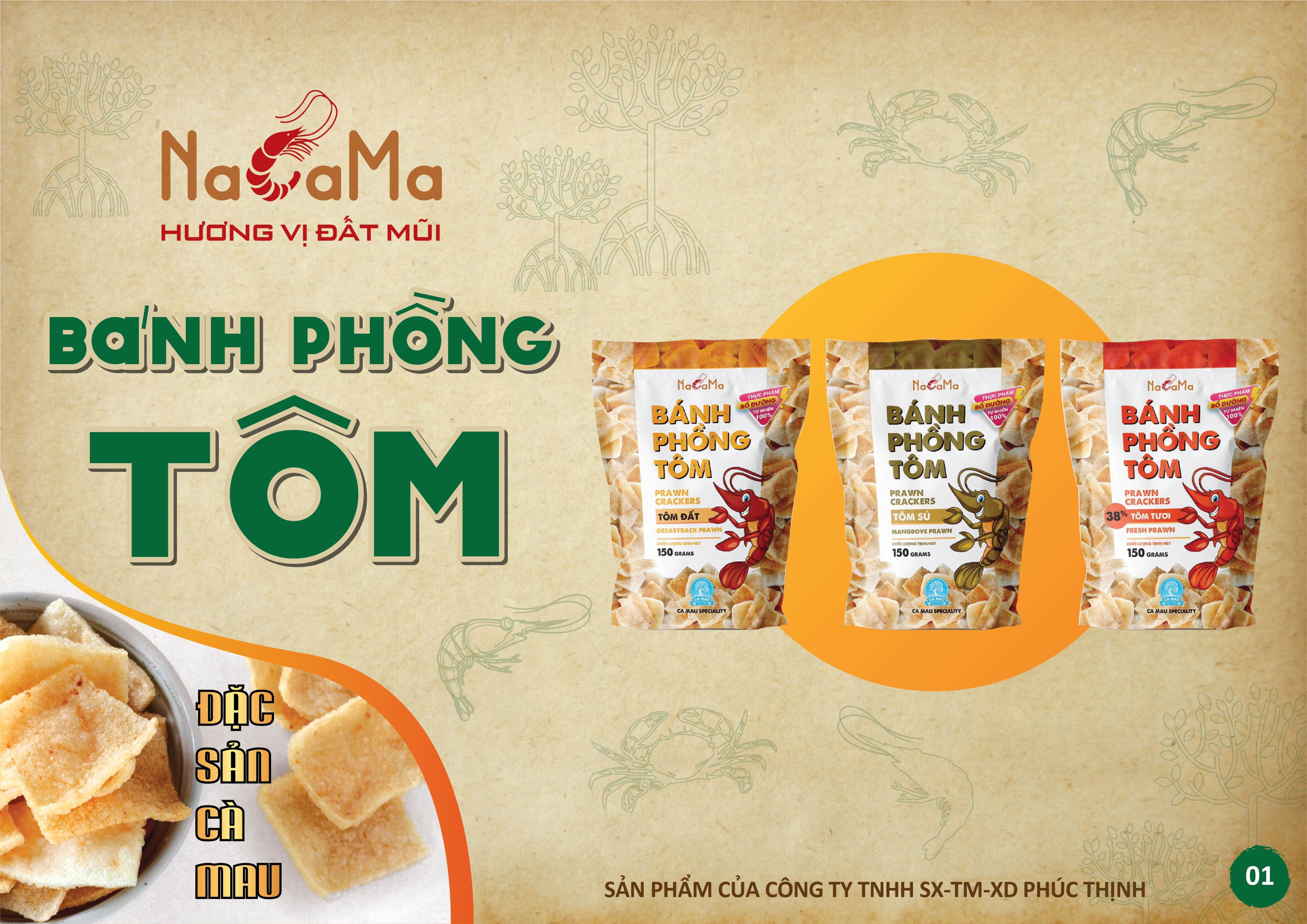 Bánh phồng tôm Cà Mau - NACAMA Tôm Đất túi 150g