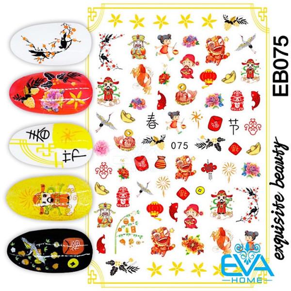 [HCM]Miếng Dán Móng Tay 3D Nail Sticker Tráng Trí Hoạ Tiết Tết Thần Tài EB075