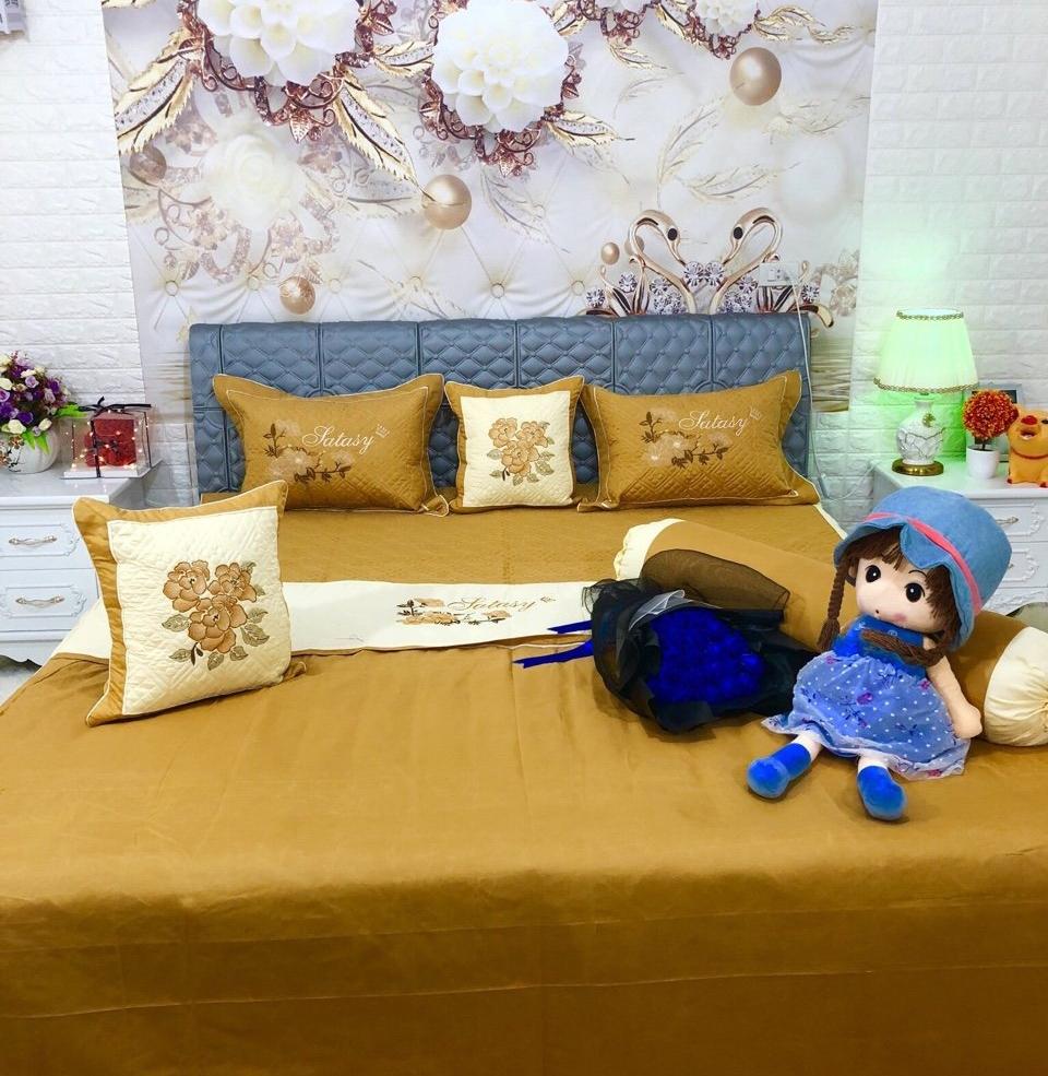 Bộ chăn ga gối satin 7 món