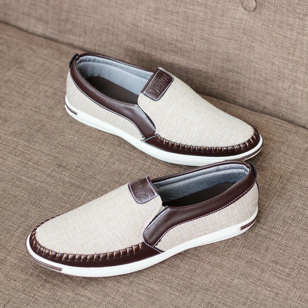 Giày lười vải nam khâu sườn siêu bền có 2 màu - B end T Shop