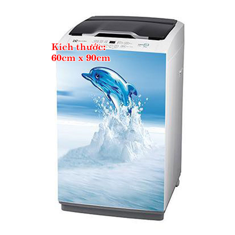 [HCM]Decal trang trí máy giặt mẫu cá heo nhảy. Decal in trên chất liệu PVC có keo sẵn ở mặt sau chỉ cần lột ra và dán.