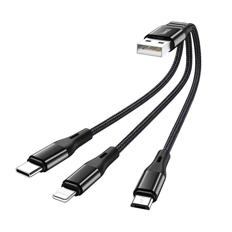 CÁP SẠC 3 ĐẦU (Micro - TypeC - Lightning) HOCO X47 dài 25cm