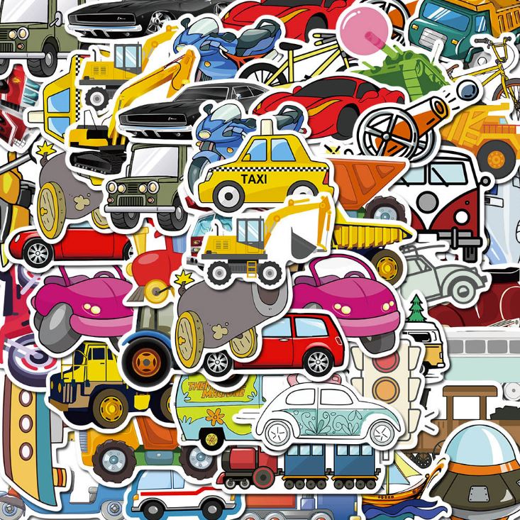[HCM]Bộ Sticker PHƯƠNG TIỆN DI CHUYỂN decal hình dán chống nước trang trí xe laptop nón bảo hiểm vali #114