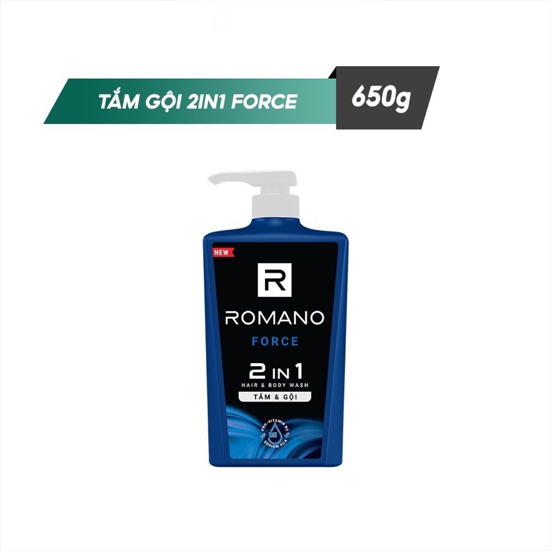 Sữa tắm gội Romano 2in1 hương nước hoa 650g đủ mùi Classic - Force - Attitude - Gentleman - Hàng công ty