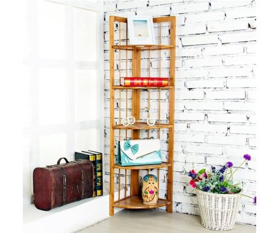 kệ góc 5 tầng bằng gỗ