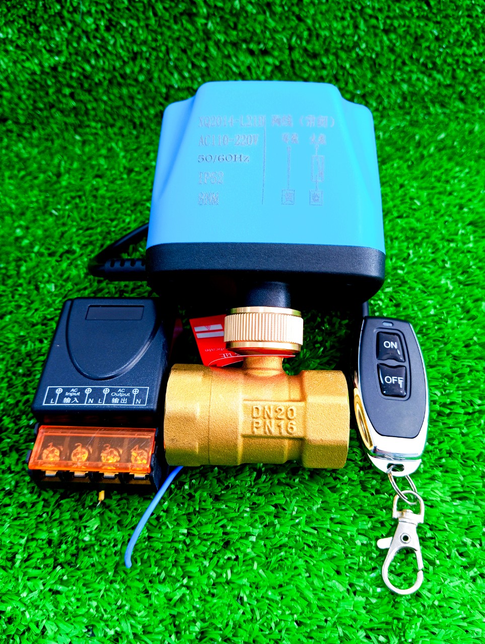 Van đóng mở nước từ xa, van bi thau điện từ 220V