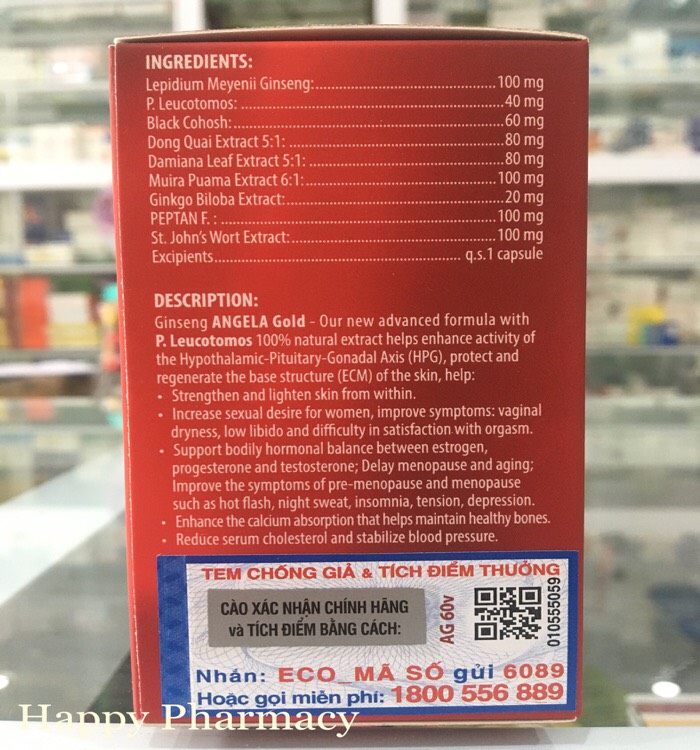(Chính hãng)Sâm Angela Gold Chai 60viên