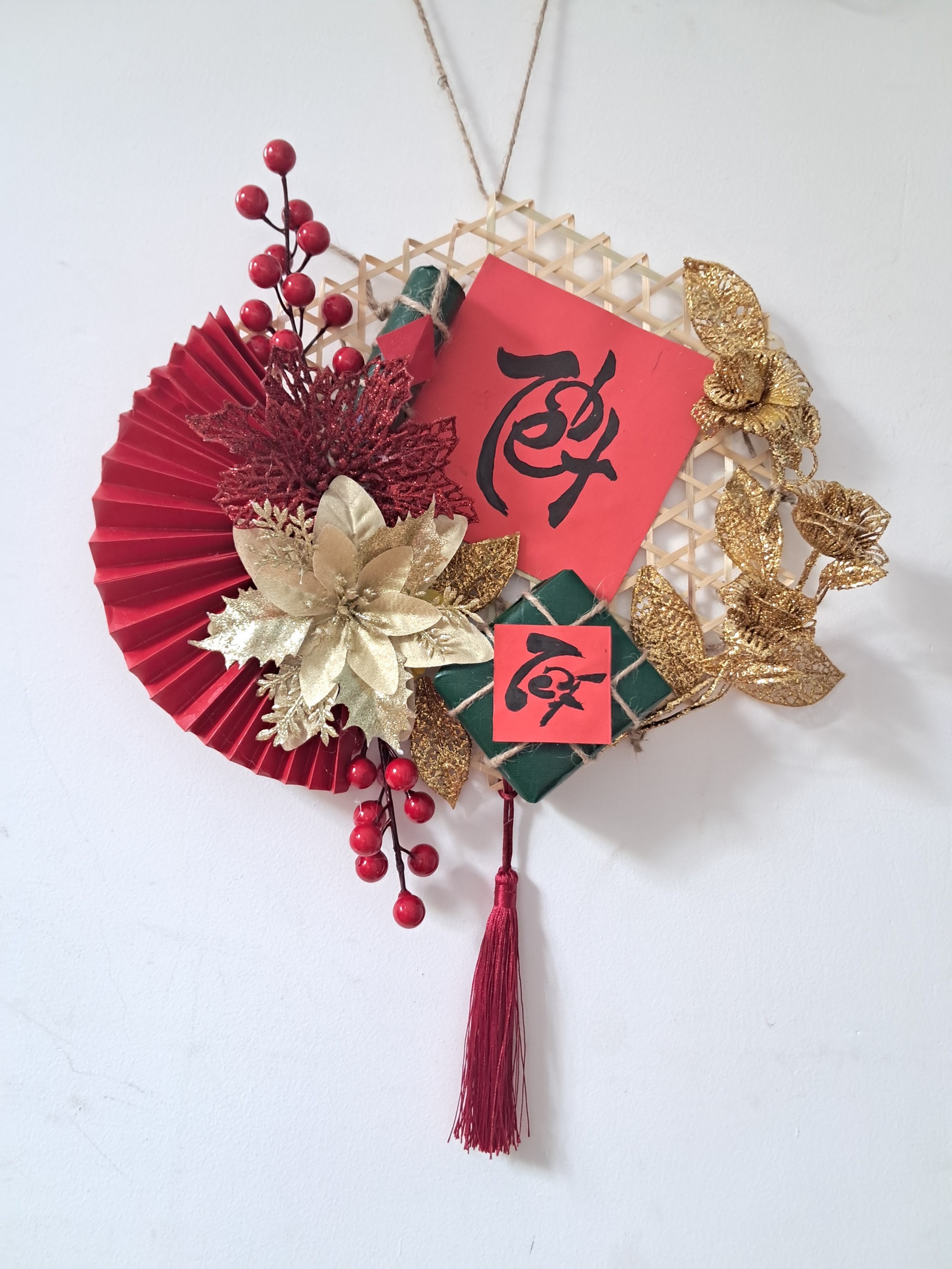 Mẹt tre trang trí tết, đồ thủ công, handmake treo cửa