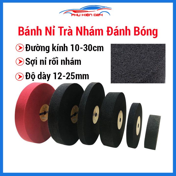 Bánh nỉ chà nhám, đánh bóng đường kính 100mm, 150mm, 200mm, 250mm, 300mm đánh bóng inox