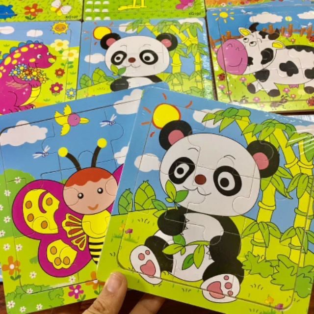Combo 5 tranh ghép hình 9 mảnh cho bé ( chọn hình ngẫu nhiên)