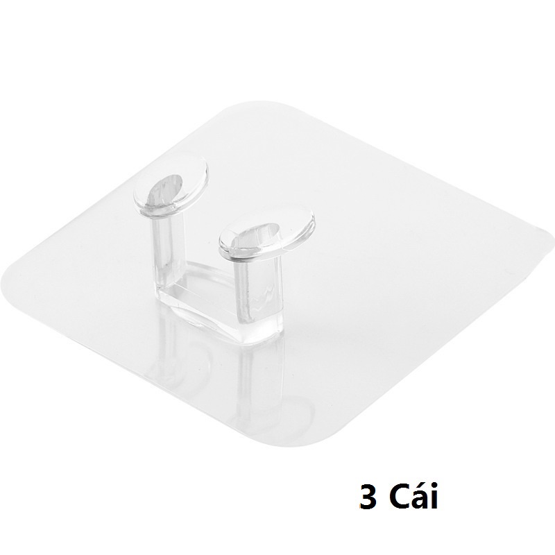 Combo 3 Móc dán tường treo phích cắm điện trong suốt, móc treo đồ nhà bếp, phòng tắm