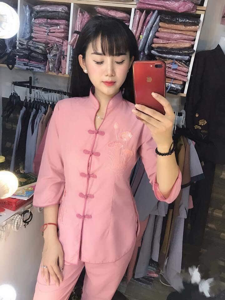 Pháp phục đi chùa Bộ chất kate xẩm thẳng K01