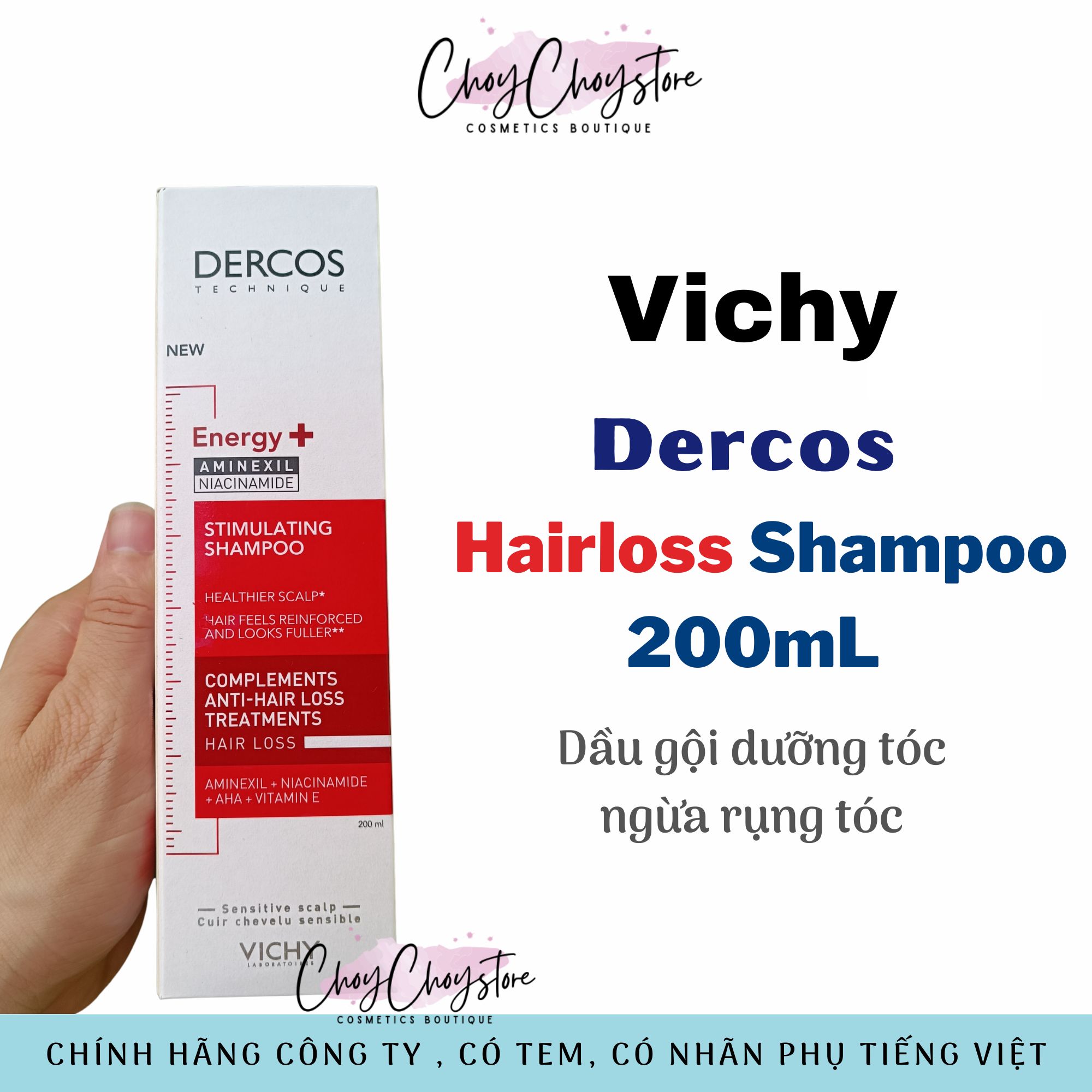 Dầu gội Vichy Dercos Energising Shampoo Hairloss 200mL Giúp ngăn ngừa và giảm rụng tóc