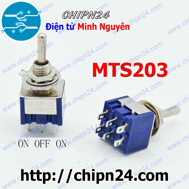 [2 cái] (G9) Công tắc MTS203 (Công tắc bật 3 nấc 6 chân, màu xanh 6A 125VAC)