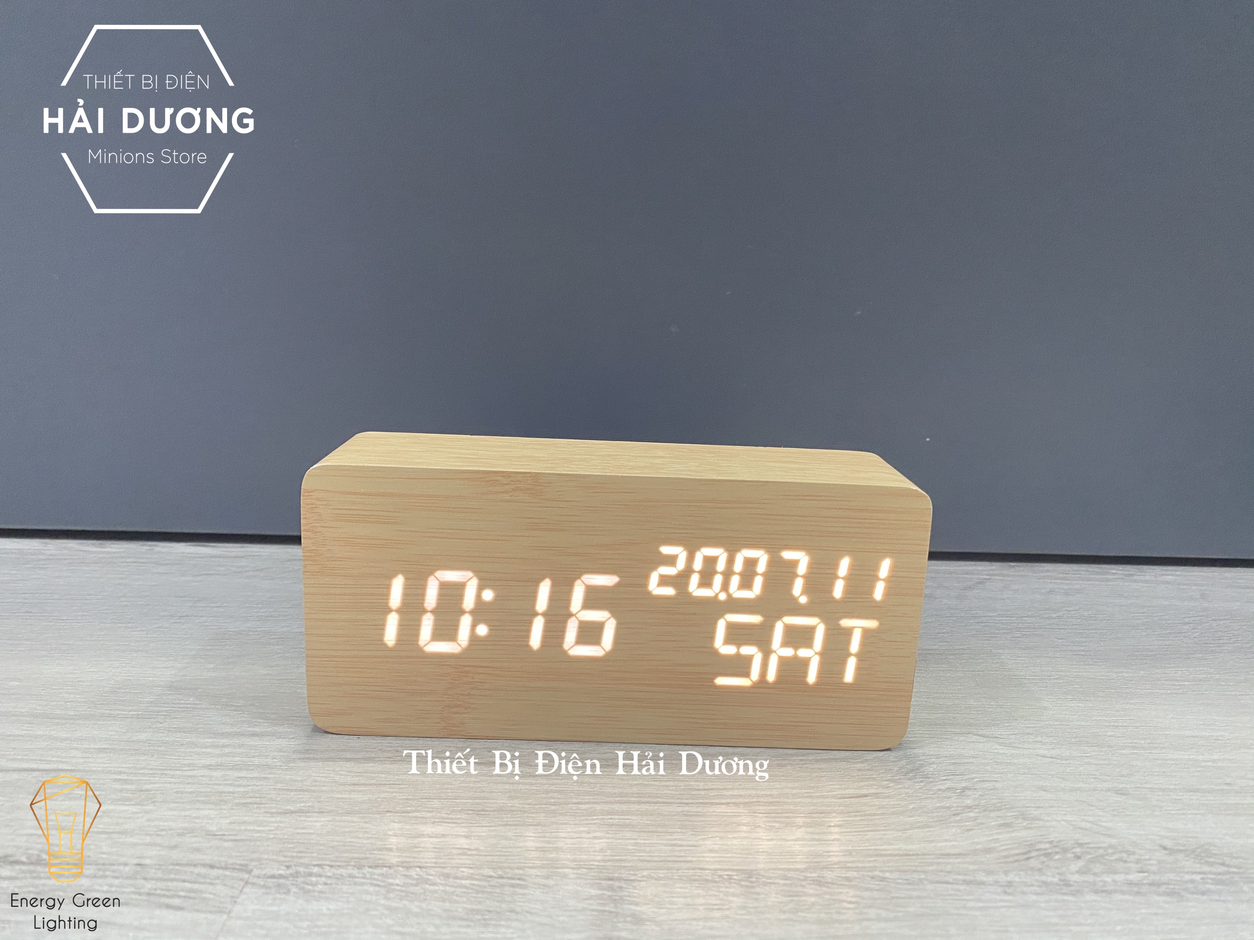 Đồng Hồ Gỗ Led Để Bàn Hình Chữ Nhật DH-92 Hiển Thị Ngày Tháng Nhiệt Độ Cùng Lúc - Báo Thức - Tặng pin - Trang trí decor vintage căn phòng - Bảo hành 18 tháng - Led trang trí