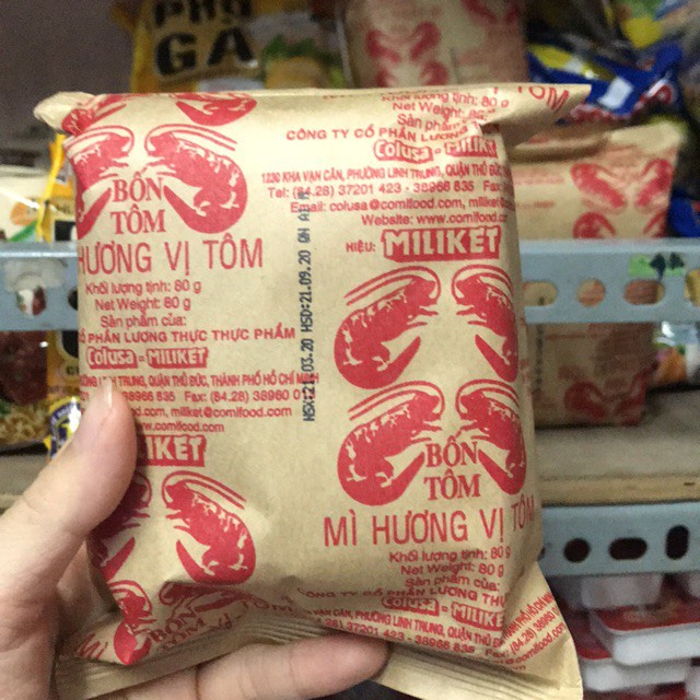 Mì Giấy Miliket 4 Tôm/ Bốn Tôm Gói 80g
