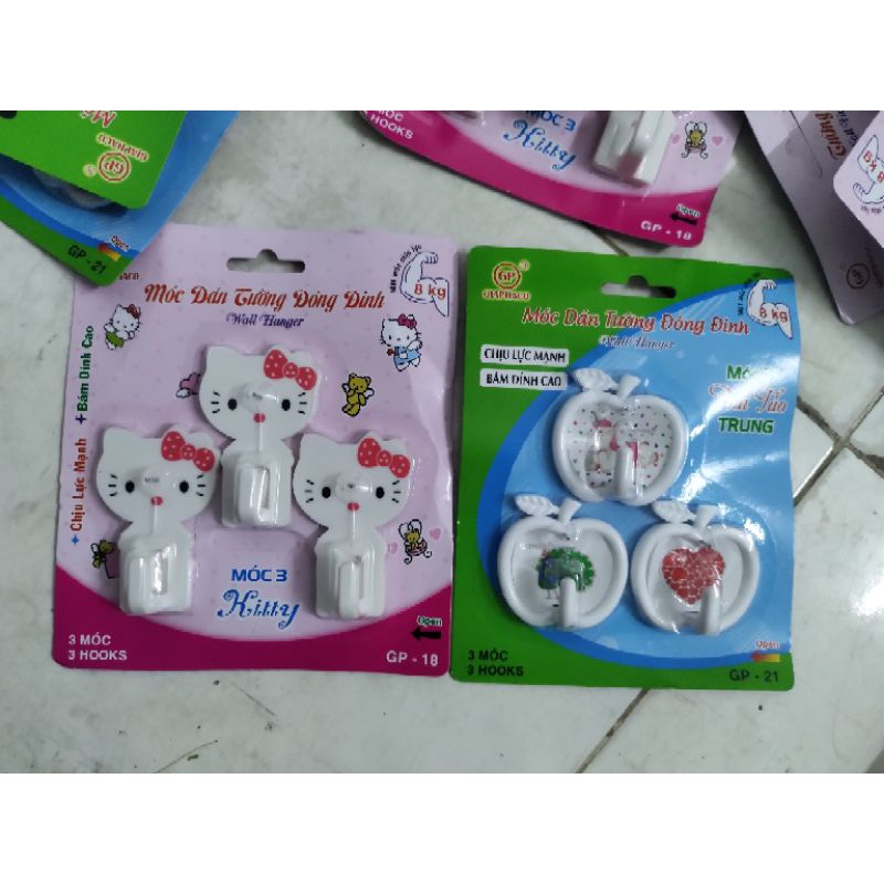 Vỉ 3 móc dán tường đóng đinh chịu lực nặng